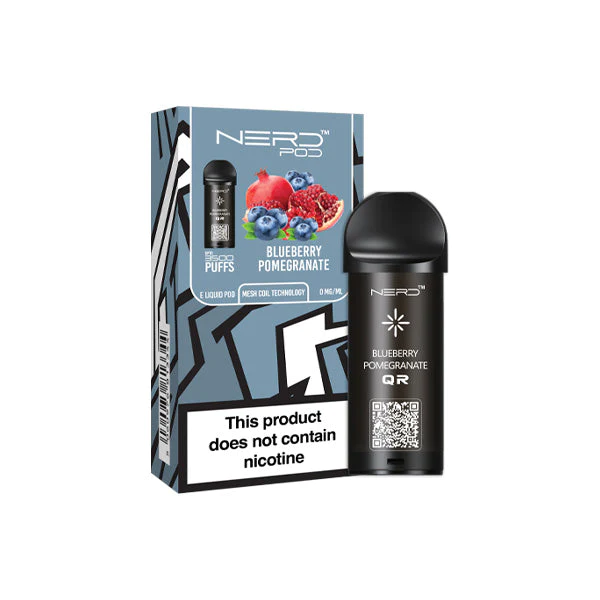  Nerd Pod Prefilled Pod  - Blueberry Pomegranate - Zero Nicotine (3500 Puffs) 